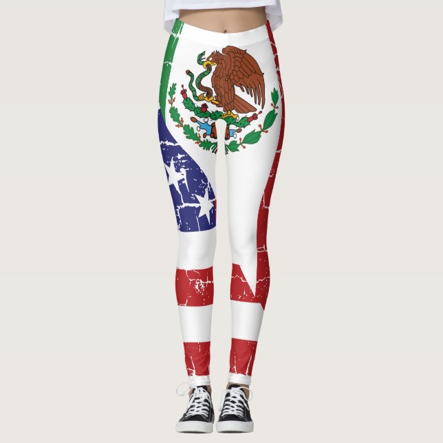 Leggings Polainas mexicanas-americano de la bandera (Anverso)