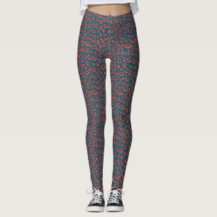 Leggings Polainas modeladas leopardo - rojo y azul de la