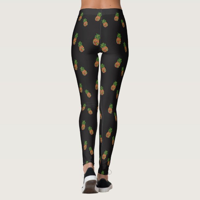 Leggings Polainas modeladas piña botánica tropical (Reverso)