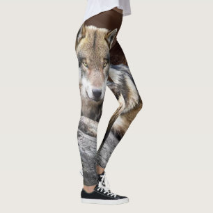 Leggings Polainas nativas de la foto del lobo