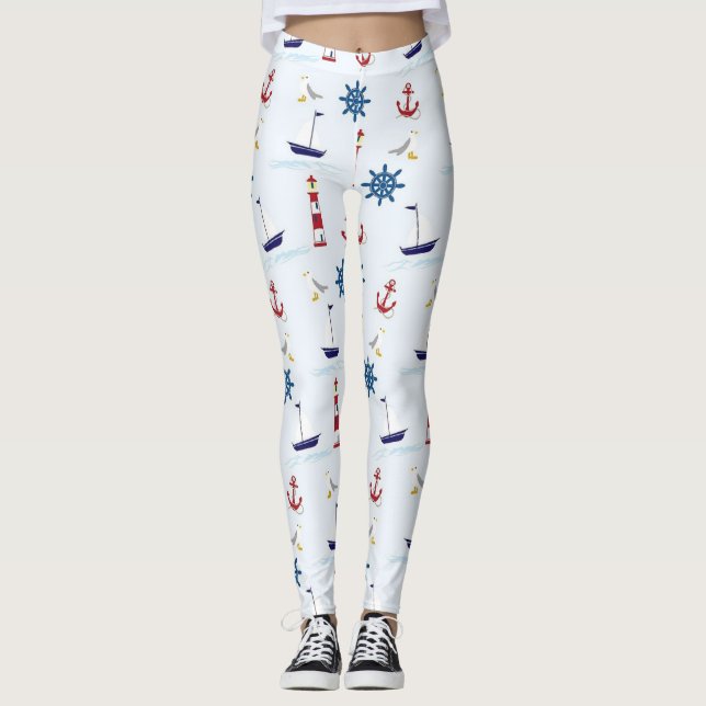 Leggings Polainas náuticas de la navegación feliz (Anverso)
