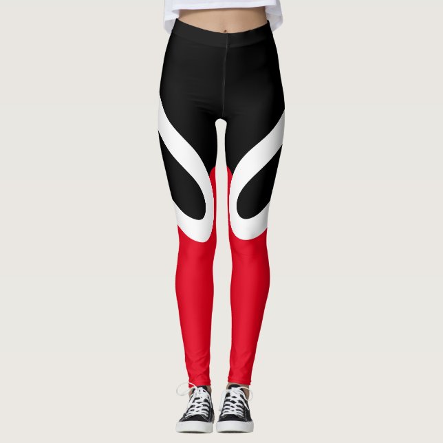 Leggings Polainas negras/blancas/rojas del "OH-OH" (Anverso)