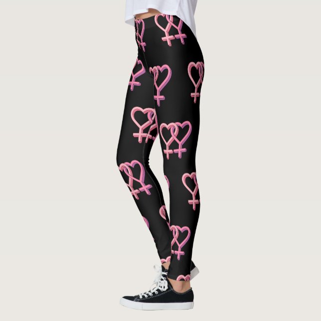 Leggings Polainas negras con el lgbt lesbiano rosado del (Izquierda)