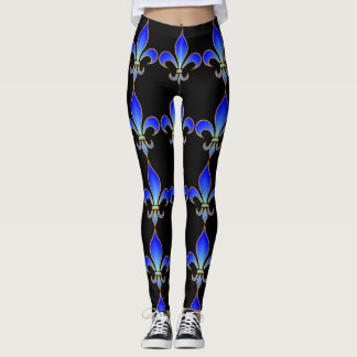 Leggings Polainas negras de la flor de lis