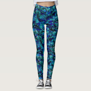 Leggings polainas negras de la mancha del tinte del verde