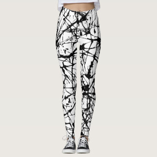 Leggings Polainas negras de la salpicadura de la pintura