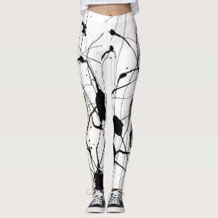 Leggings Polainas negras de la salpicadura de la tinta