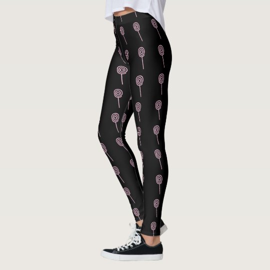 Leggings Polainas negras de las mujeres rosadas de los