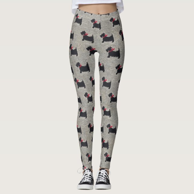 Leggings Polainas negras de punto de Terrier (Anverso)
