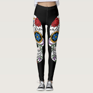 Leggings Polainas negras del cráneo del azúcar