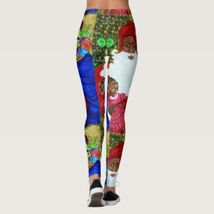 Leggings Polainas negras del diseñador de Papá Noel -