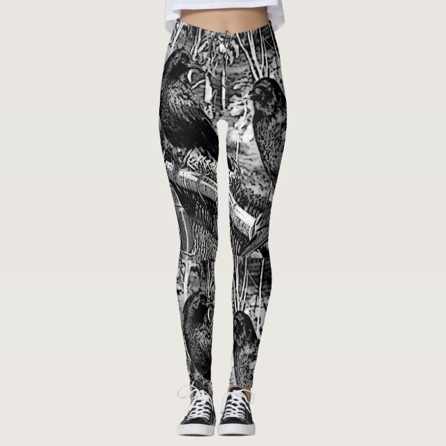 Leggings Polainas negras grandes del cuervo (Anverso)