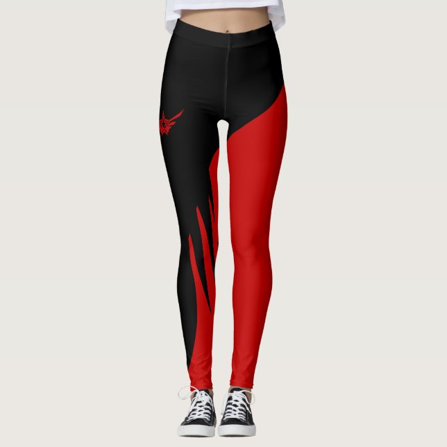 Leggings Polainas negras rojas del entrenamiento (Anverso)
