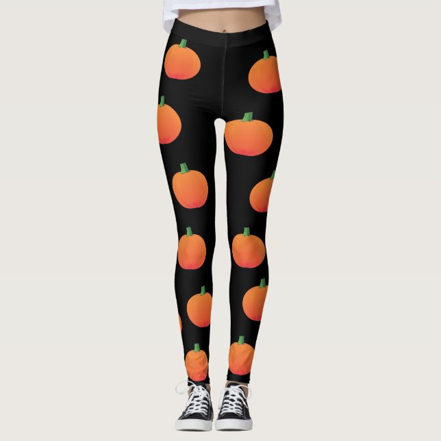 Leggings Polainas negras y anaranjadas de Halloween de la (Anverso)