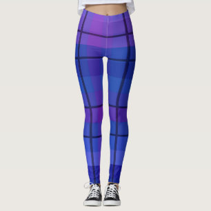 Leggings Polainas negras y azules de la tela escocesa