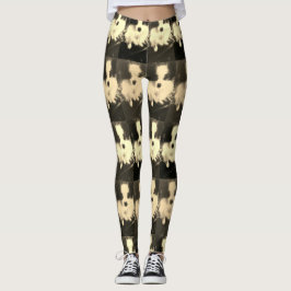 Leggings Polainas negras y blancas del diseñador del perro