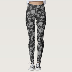 Leggings Polainas negras y grises del cráneo