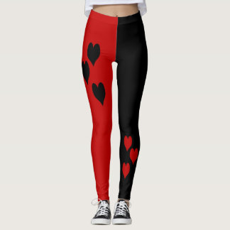 Leggings Polainas negras y rojas de los corazones