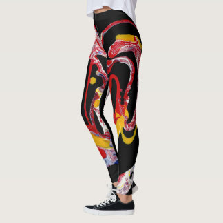 Leggings Polainas negro, multicolor - "corazón loco "