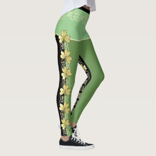 Leggings Polainas ningunos de la voluta y del trébol 2