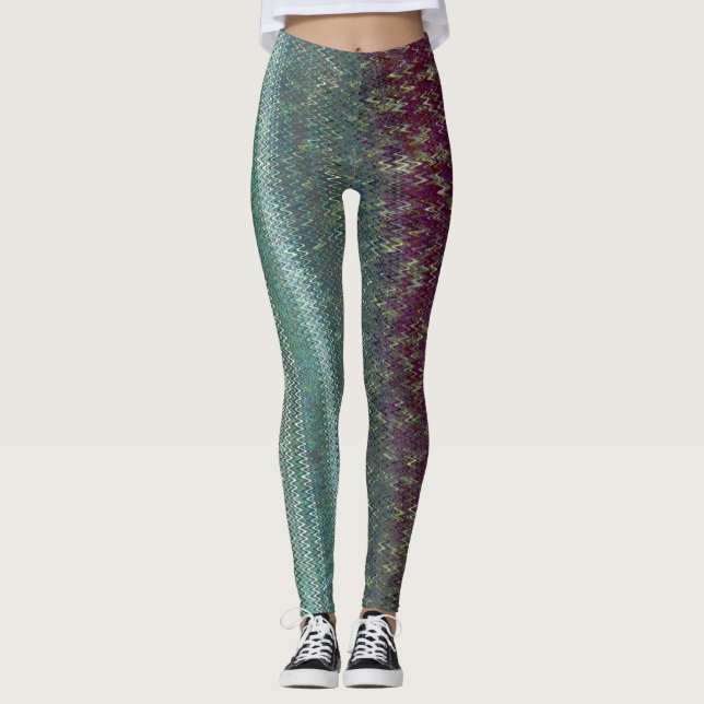 Leggings Polainas oscuras del bordado de la púrpura y del (Anverso)