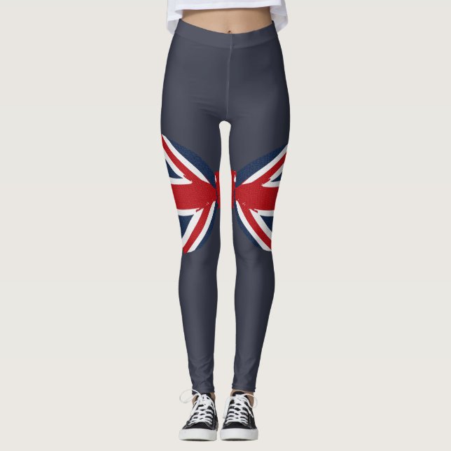 Leggings Polainas - pajarita de Union Jack (Anverso)
