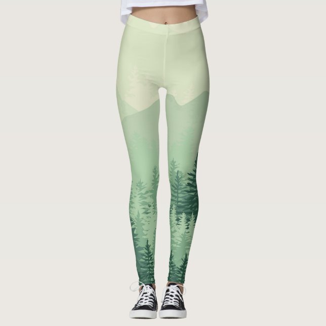 Leggings Polainas para mujer del pino verde elegante (Anverso)