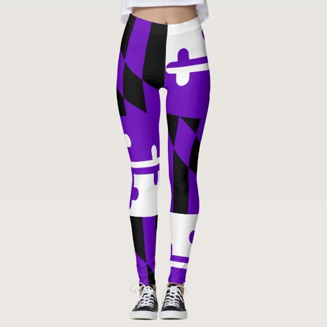 Leggings Polainas púrpuras de la bandera de Maryland (Anverso)