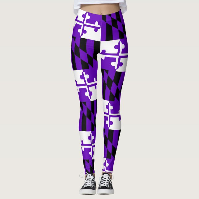 Leggings Polainas púrpuras de la bandera de Maryland del (Anverso)