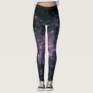 Leggings Polainas púrpuras de la impresión de la galaxia