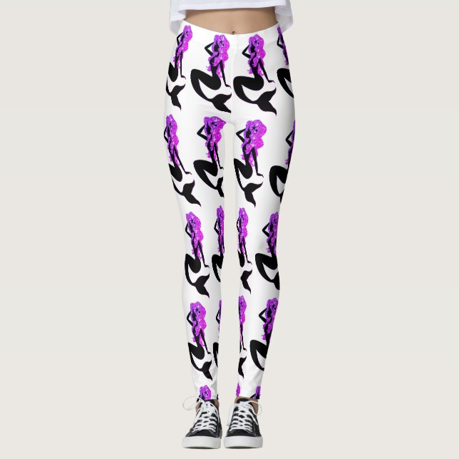 Leggings Polainas púrpuras de la yoga de la sirena (Anverso)