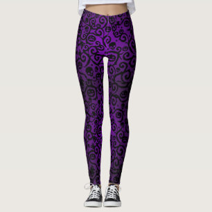 Leggings Polainas púrpuras del damasco de Halloween