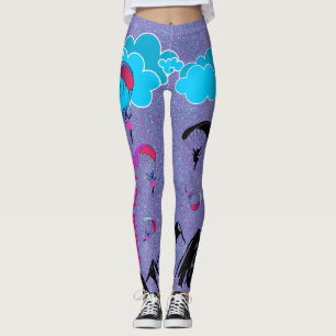 Leggings Polainas púrpuras del duendecillo del Paragliding
