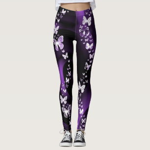Leggings Polainas púrpuras del remolino de la mariposa