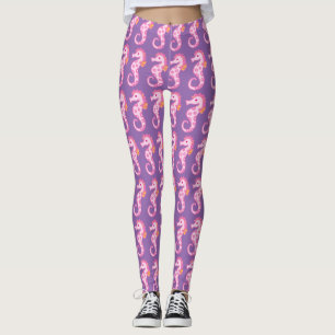 Leggings Polainas púrpuras y rosadas del Seahorse
