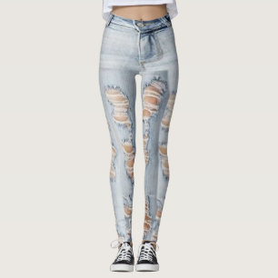 Leggings Polainas rasgadas del modelo de los vaqueros