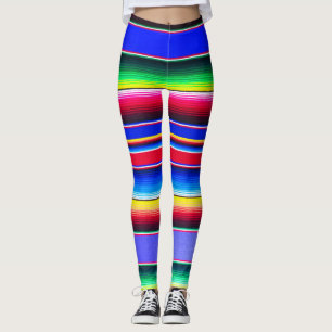 Leggings Polainas rayadas azules brillantes de Serape