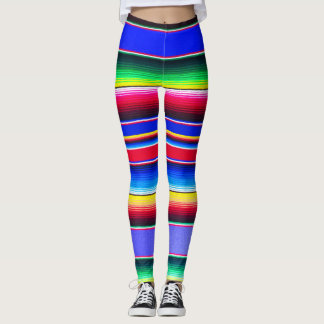 Leggings Polainas rayadas azules brillantes de Serape