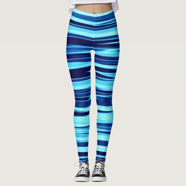 Leggings Polainas rayadas azules y verde azuladas (Anverso)