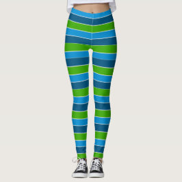 Leggings Polainas rayadas azules y verdes