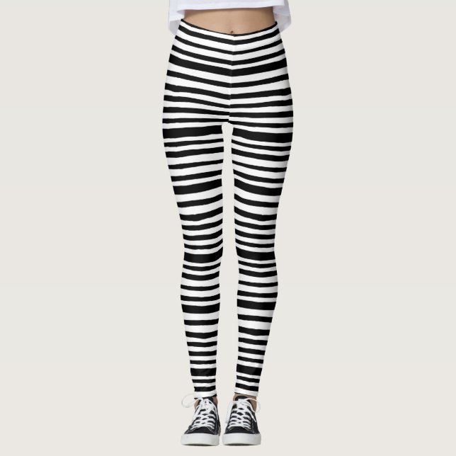 Leggings Polainas rayadas blancos y negros (Anverso)