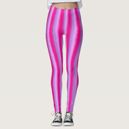 Leggings Polainas rayadas brillantes púrpuras rosadas