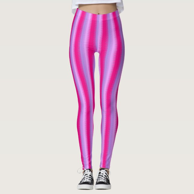 Leggings Polainas rayadas brillantes púrpuras rosadas (Anverso)