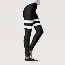 Leggings Polainas rayadas de la yoga del muslo dual blanco