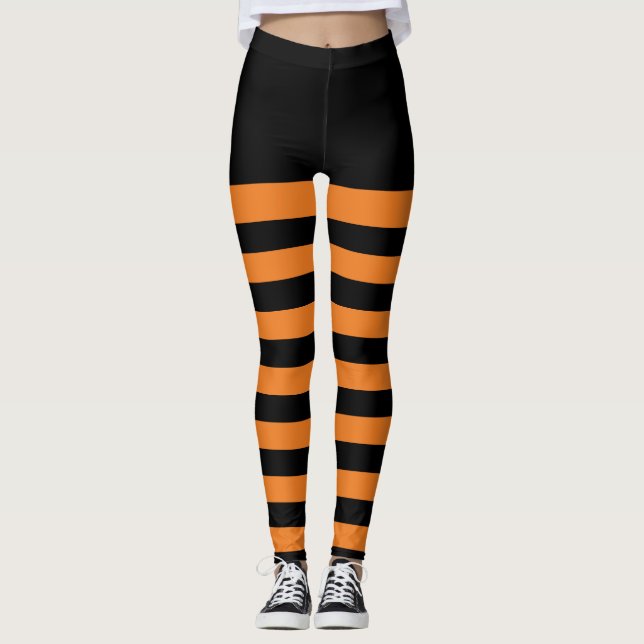 Leggings Polainas rayadas del feliz Halloween (Anverso)