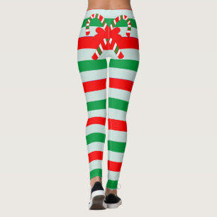 Leggings Polainas rayadas divertidas del bastón de caramel