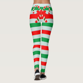 Leggings Polainas rayadas divertidas del bastón de caramelo