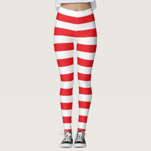 Leggings Polainas rayadas intrépidas rojas y blancas