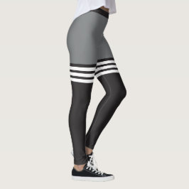 Leggings Polainas rayadas negras y blancas de los deportes