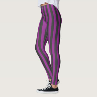 Leggings Polainas rayadas púrpuras y negras